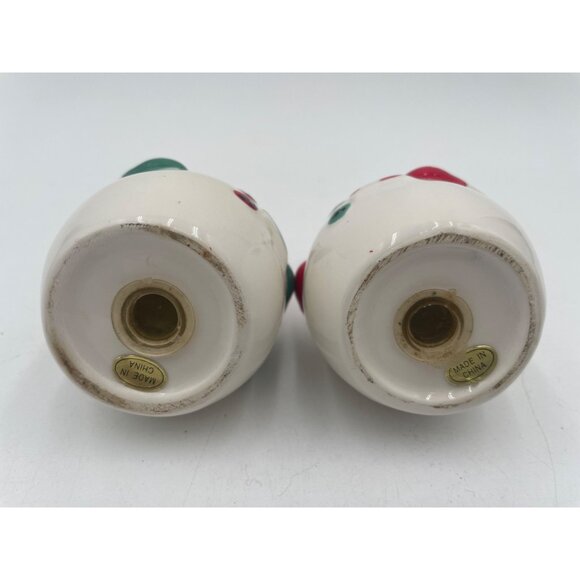 Snowman Ceramic Salt & Pepper Shakers With Christmas Felt Ornament - Red & Green - Picture 9 of 9